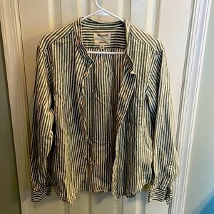 Madewell Stand Collar Striped Perfect Shirt